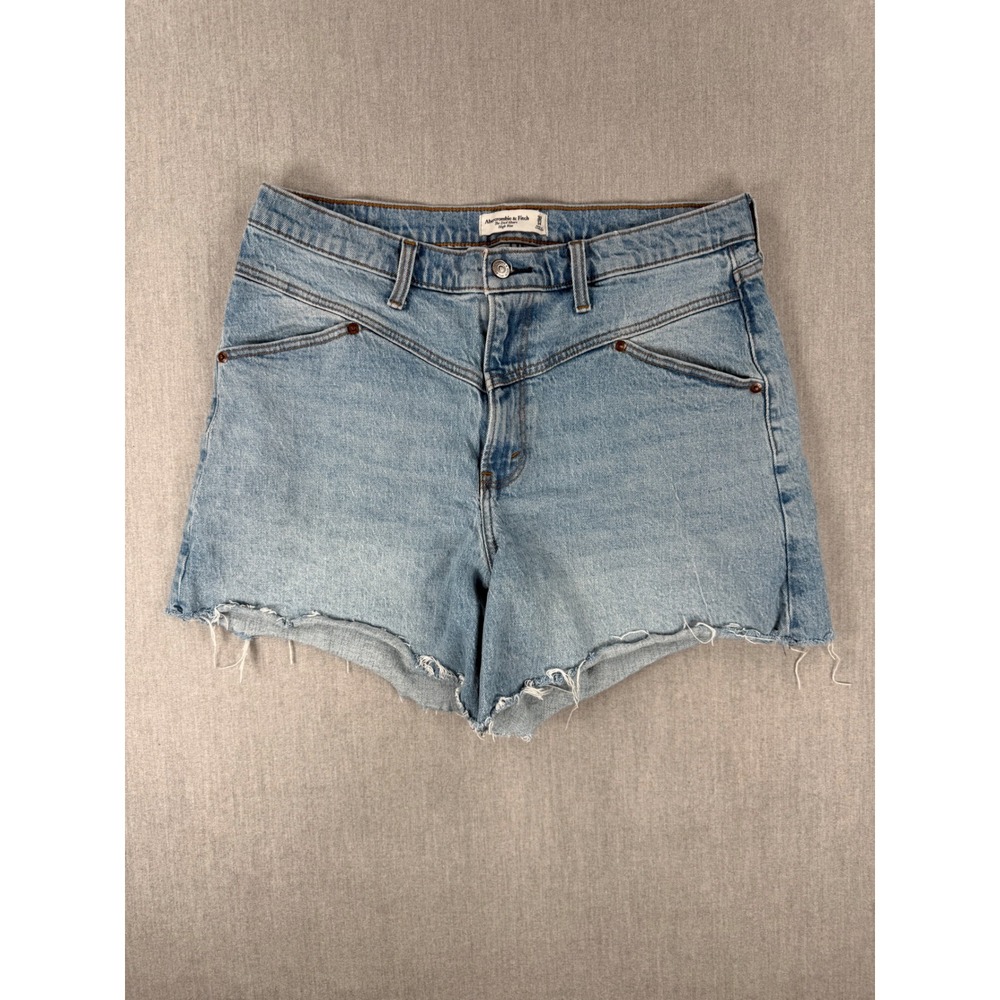 Abercrombie & Fitch The Dad Short High Rise Light Wash Denim Jean Shorts Size 14